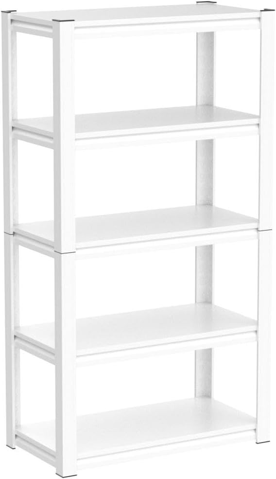 Raybee 72''H Garage Shelving Heavy Duty Storage Shelves Load 2010LBS Adjustable 5 Tier Metal Shelving White Garage Sheves Pantry Shelf for Kitchen Closet 72''H*31.7''W*16.3''D, 3 Pack