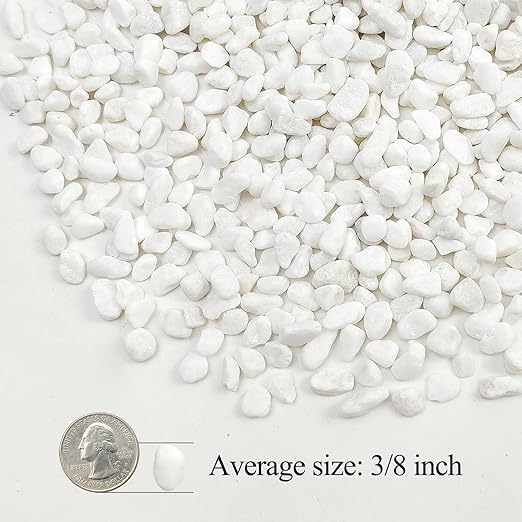 20lbs White Pebbles for Landscaping, 3/8inch Small Rocks for Gardening Succulent Cactus Planters, Natural Polished Pebbles, River Rocks for Plants, Vases