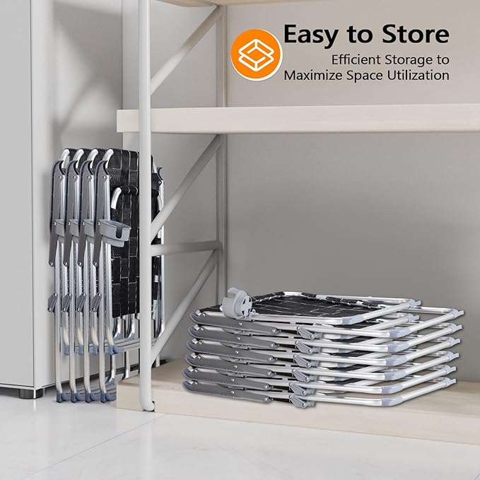 VINGLI Aluminum Patio Lawn Chairs Folding Set of 2 with Detachable Cup Holder, Webbed Beach Chair Folding Chair Outdoor Portable Camping Chair for Yard, Garden