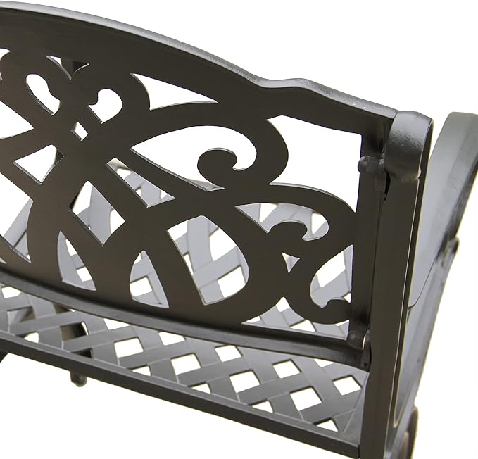 Ornate Traditional Outdoor Cast Aluminum Black Patio Dining Chair