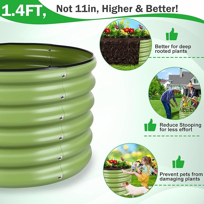 (2 Pack 2x2x1.4ft Galvanized Raised Garden Bed, Deep Metal Garden Bed, Large Raised Garden Beds Outdoor, Raised Beds for Gardening for Vegetables, Flowers, Fruits