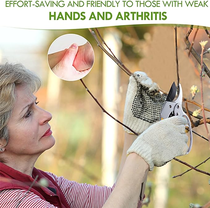 Ultra Sharp Germany Steel Pruning Shears - Cuts 3X Easier, Weak Hand Arthritis Snips, Rust-Resistant, Effortlessly 1-Inch Cut Capacity Garden Scissors, Ergonomic Handle