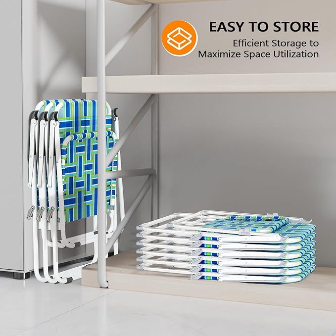 VINGLI Aluminum Patio Lawn Chairs Folding 1 Pack with Detachable Cup Holder, Webbed Beach Chair Folding Chair Outdoor Portable Camping Chair for Yard, Garden …