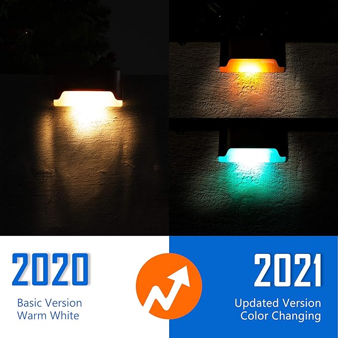 SOLPEX Color Changing Solar Deck Lights, 16 Pack Waterproof LED Lights for Decks,Stairs,Fences,Yards and Patios