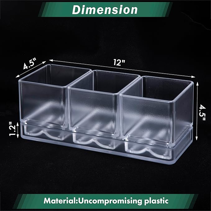 D'vine Dev Herb Garden Planter Set, Plastic Plant Pots with Drainage and Saucer, Indoor Succulent Cactus Vegetable Pot for Windowsill, Garden Balcony, Clear, Set of 1, 76-V-D-1