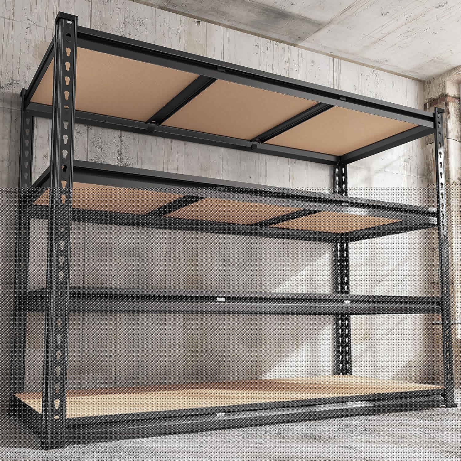 REIBII 48" W Garage Shelving Heavy Duty 2550 LBS Storage Shelves 4 Tier Heavy Duty Shelving, Adjustable Metal Shelves, Industrial Shelf for Garage, Warehouse, Pantry, 48" W x 60" H x 24" D