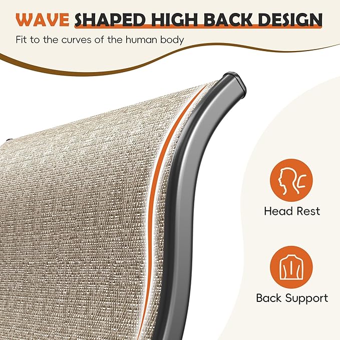 UDPATIO Patio Dining Chairs Set of 4, High Back Wide Seat Outdoor Furniture Chairs with All Weather Breathable Textilene, for Lawn Garden Backyard, Brown