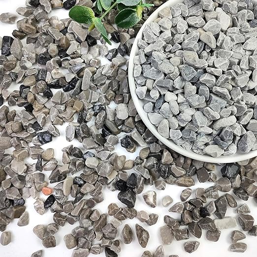20lbs Grey Pebbles for Landscaping, 3/8inch Small Rocks for Gardening Succulent Cactus Plants, Natural Polished Pebbles, River Rocks for Plants, Vases