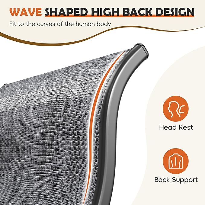 UDPATIO Patio Dining Chairs Set of 2, High Back Wide Seat Outdoor Furniture Chairs with All Weather Breathable Textilene, for Lawn Garden Backyard Deck, Dark Grey