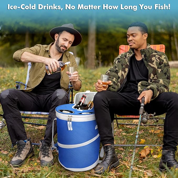 Tirrinia Large Pop-Up Golf Cooler Bag- Insulated Collapsible Cooler with Flat Drink Table for Golf Cart, Lightweight and Portable Ice Beach Cooler for Travel, Fishing, Picnics, Hiking, Camping